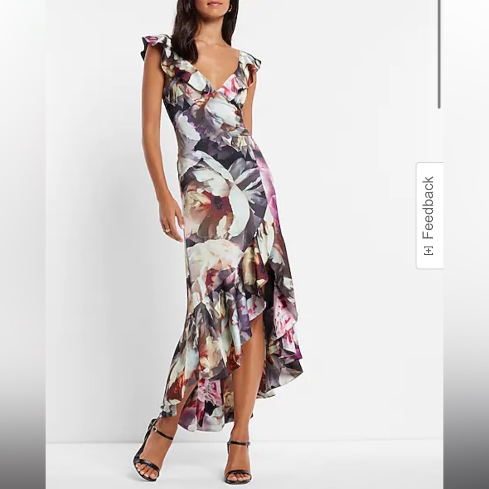 Express Satin Floral Mid-High Rise Dress